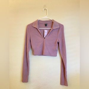 S long sleeve V neck crop